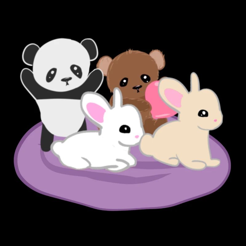 Animaux mignons panda lapin ours câlin