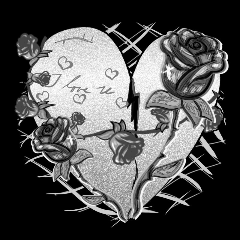 Heart Shape Symbol Pattern Roses Flowers Glitter