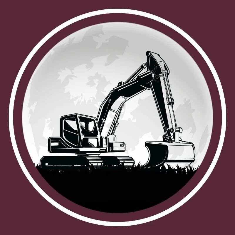 Excavators "digging in the moonlight" Construction site romance