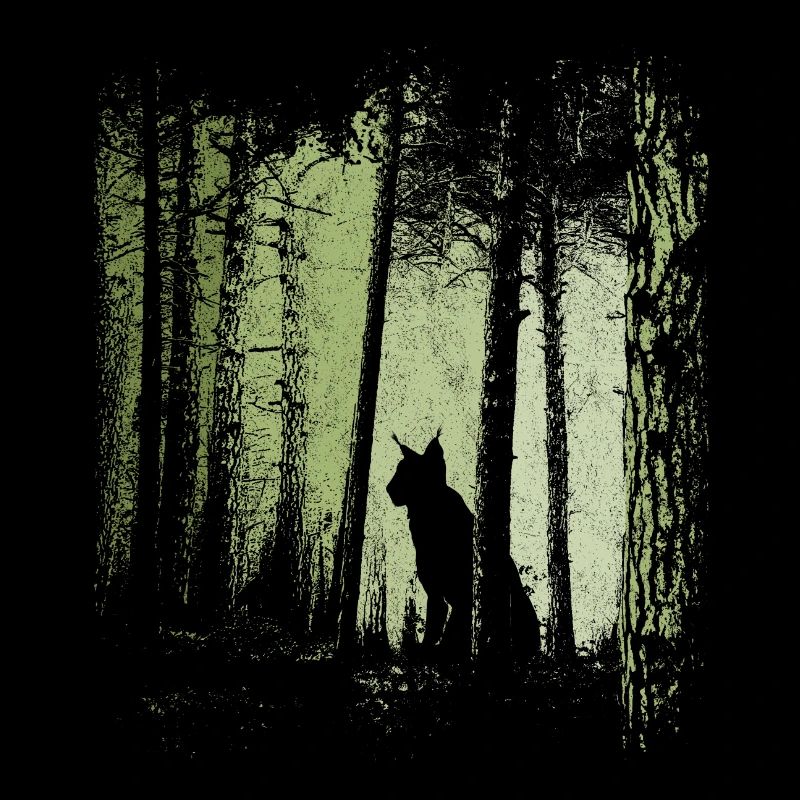 Lynx silhouette wildcat in forest