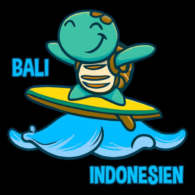 Kawaii turtle surfer, Bali Indonesia