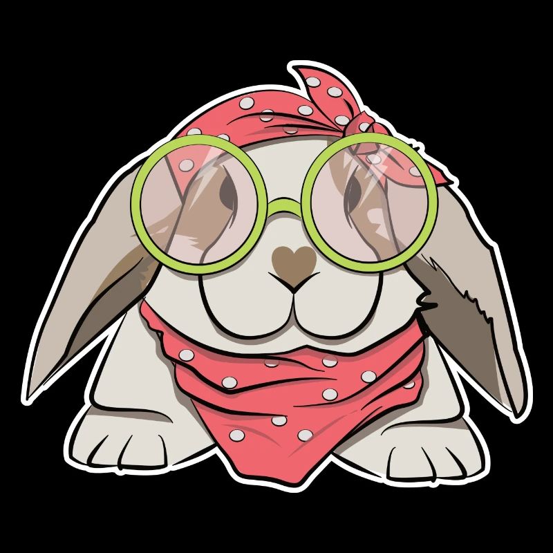 Hase mit Brille Rockabilly Geschenk süß