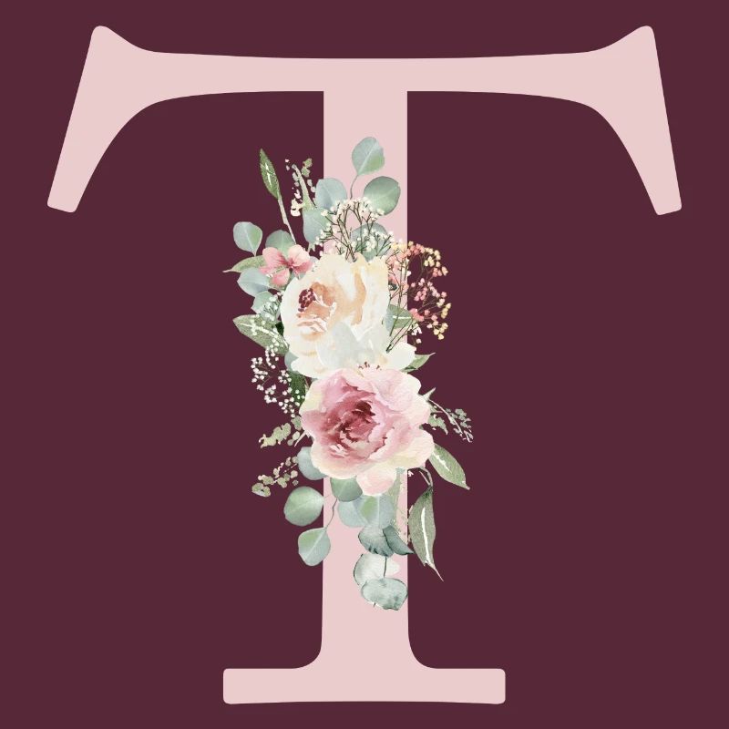 T| Monogram | Eucalyptus Pastel Flower Blue