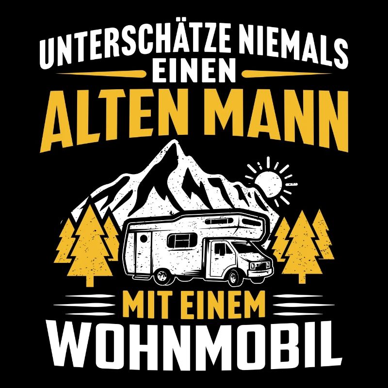 Alten mann mit einem Wohnmobi