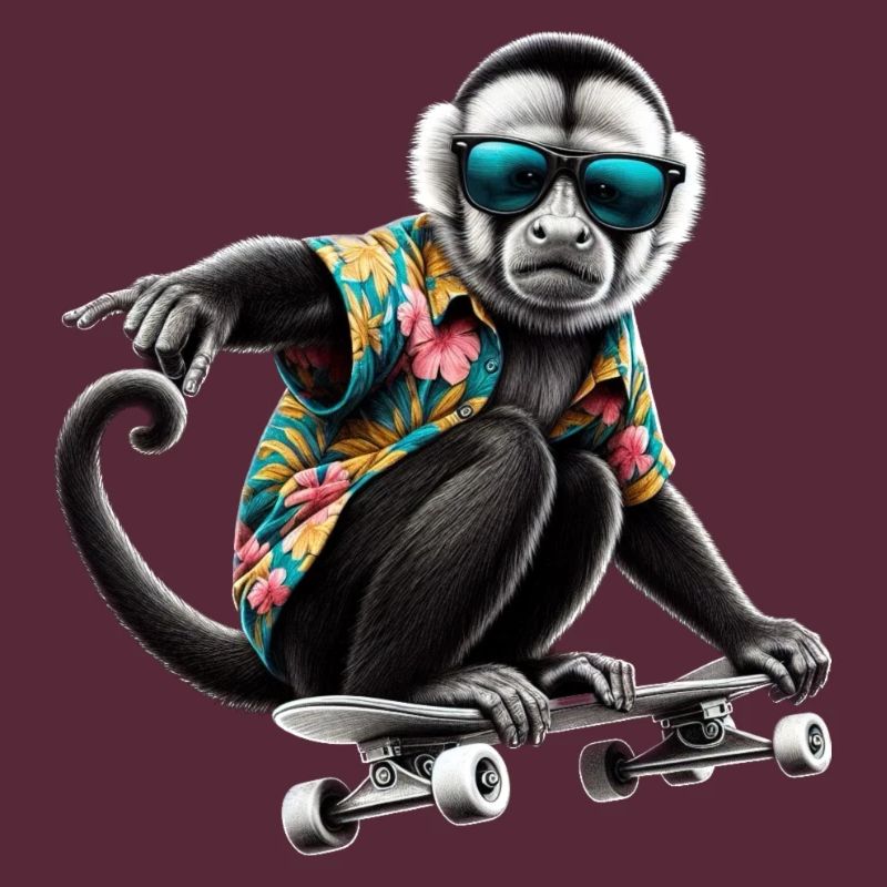 A cool monkey on a skateboard