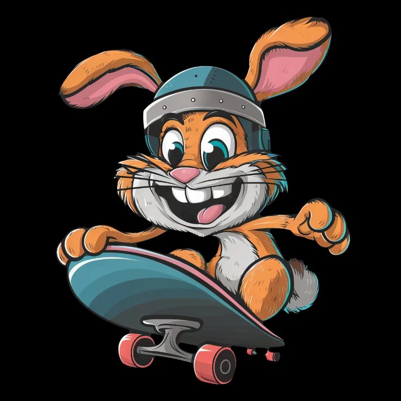 Cute Rabbit Skateboard Skateboarder Funny