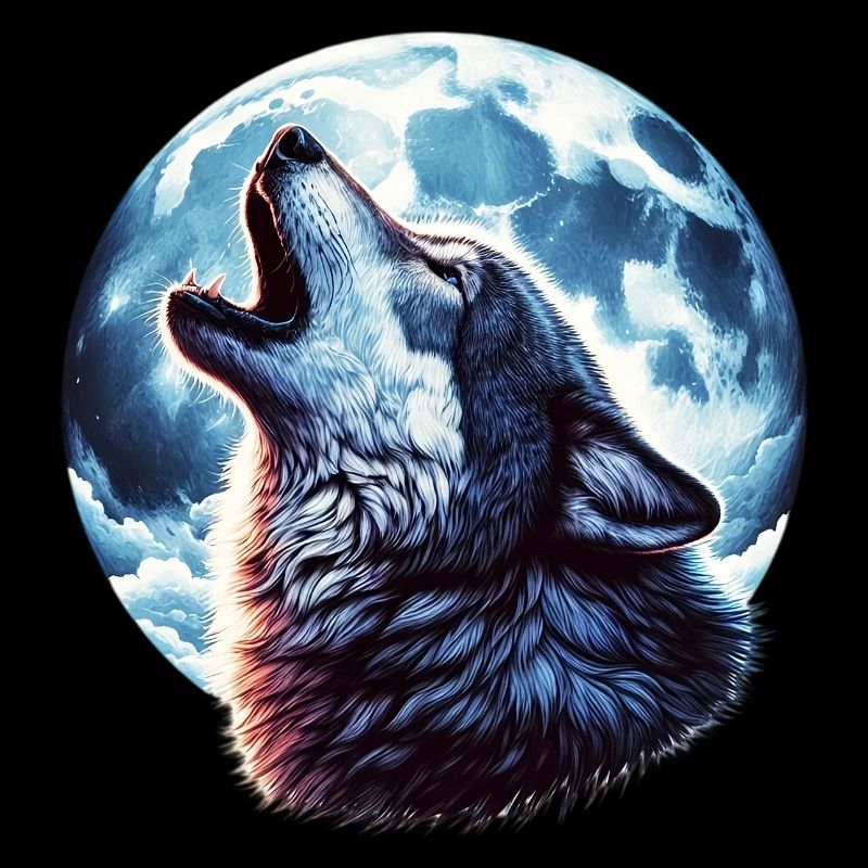 Wolf howls at the full moon
