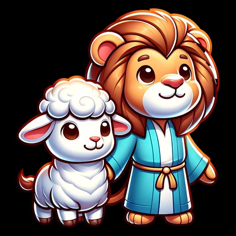 Christliche Kleidung Löwe Und Lamm Illustration