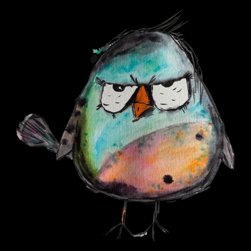 Wütender Vogel Aquarell handgemalter Vogel Spatz