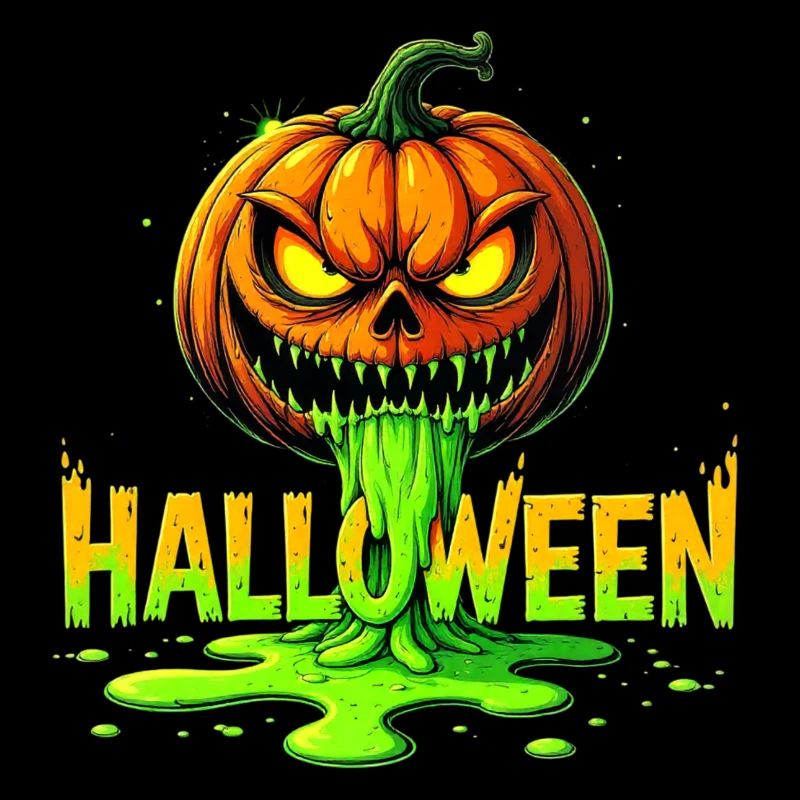 Green Halloween Pumpkin Horror