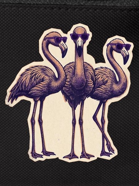 Flamingos with sunglasses