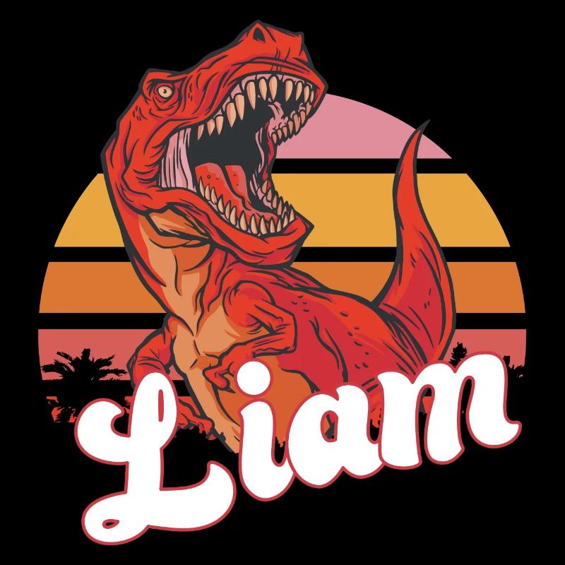 LIAM - Beautiful boy name with T-REX Dino