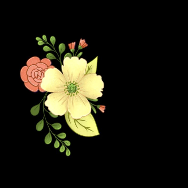 Eleganter Buchstabe 'E' mit Blumen