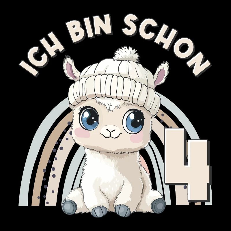 4th Birthday Alpaca Llama Rainbow Cute Cute