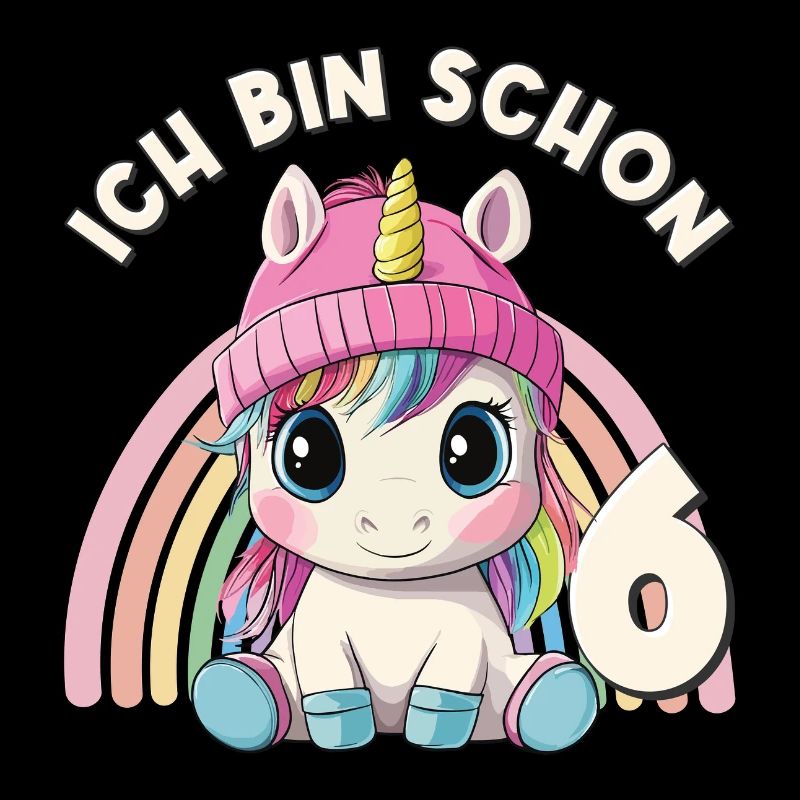 6. Geburtstag Einhorn Regenbogen Süß Niedlich