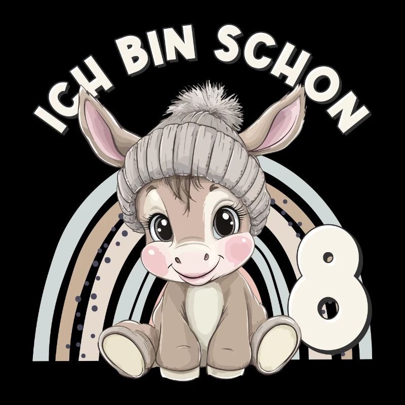 8. Geburtstag Esel Regenbogen Süß Niedlich