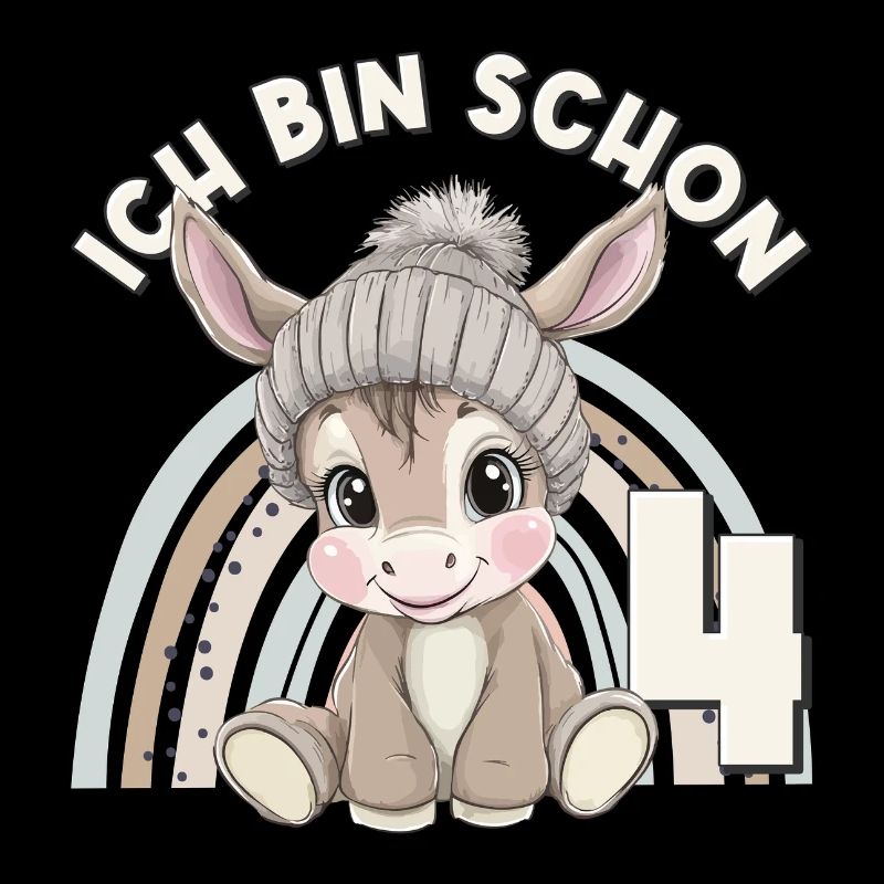 4. Geburtstag Esel Regenbogen Süß Niedlich