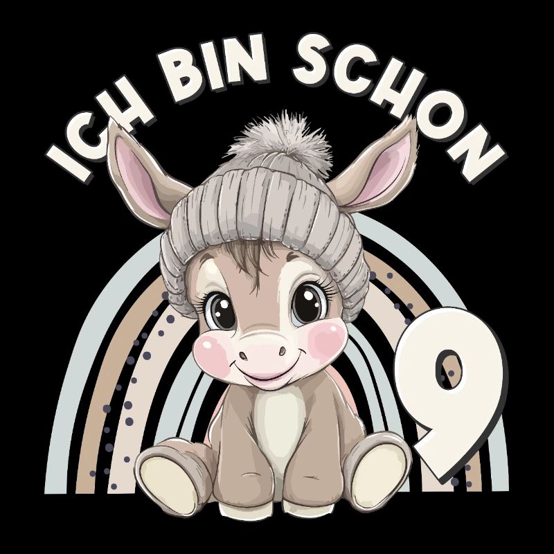 9. Geburtstag Esel Regenbogen Süß Niedlich