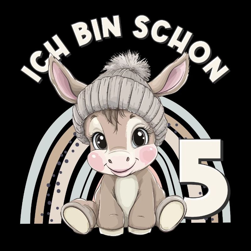 5. Geburtstag Esel Regenbogen Süß Niedlich