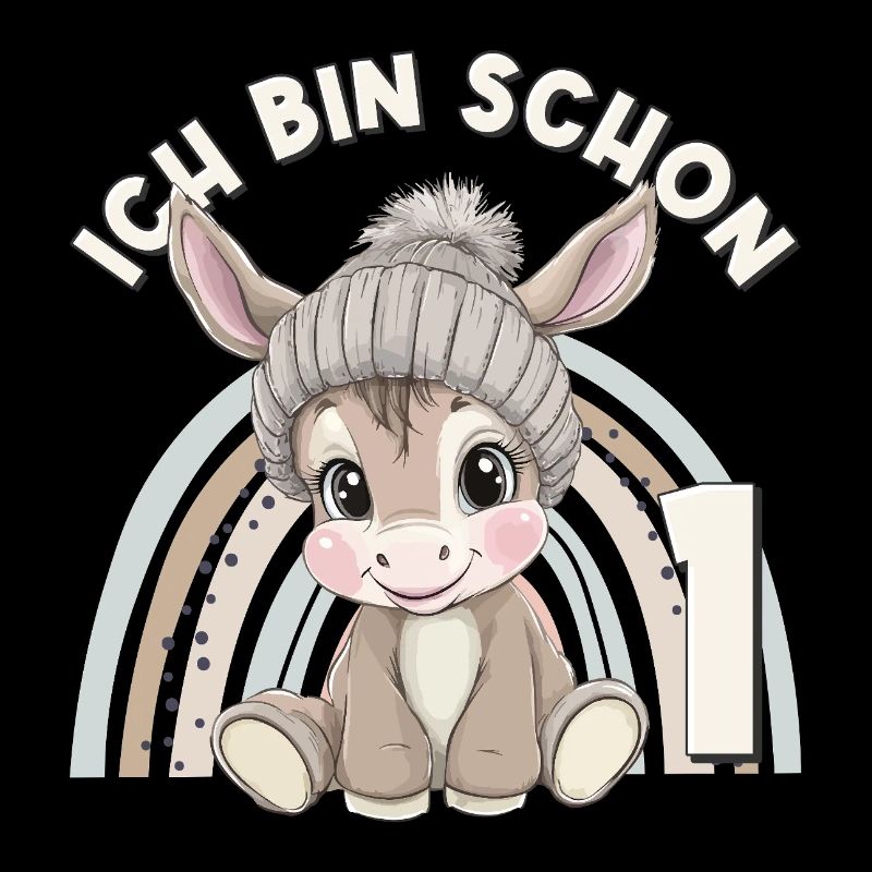 1. Geburtstag Esel Regenbogen Süß Niedlich