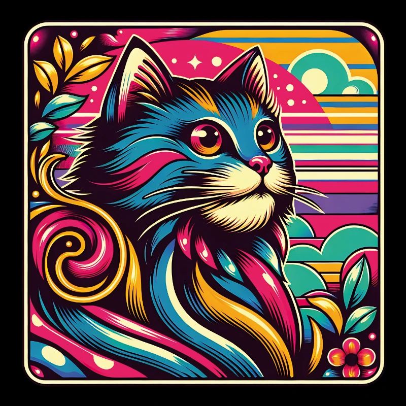 Portrait de chat décoratif coloré