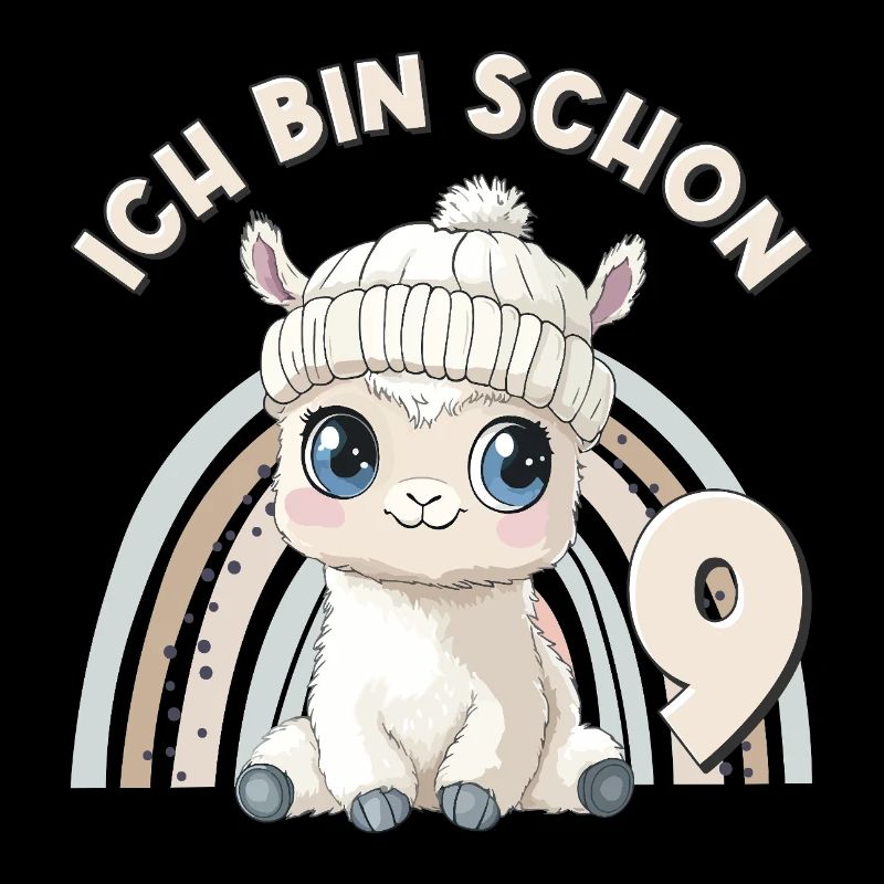 9th Birthday Alpaca Llama Rainbow Cute Cute