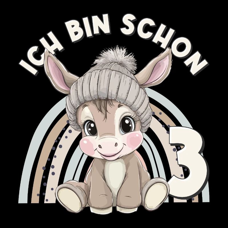 3. Geburtstag Esel Regenbogen Süß Niedlich
