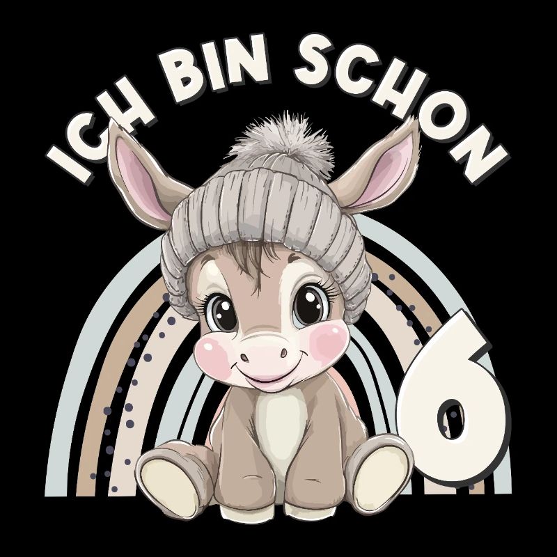 6. Geburtstag Esel Regenbogen Süß Niedlich