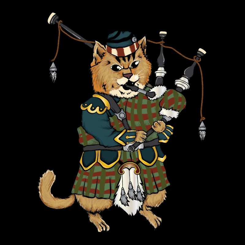 Chat écossais, musique de cornemuse