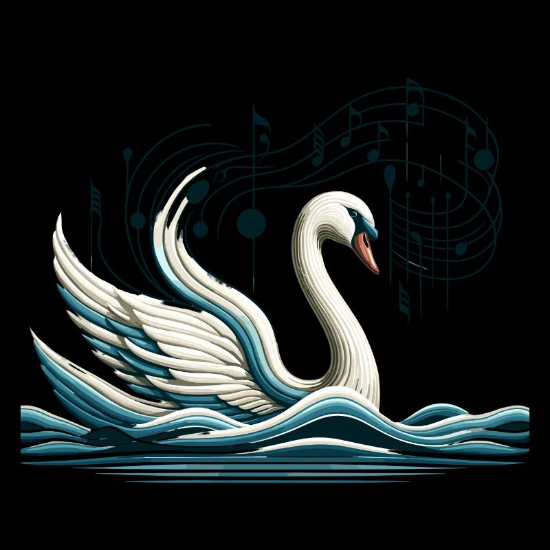 Cygne élégant avec des notes de musique Art Design