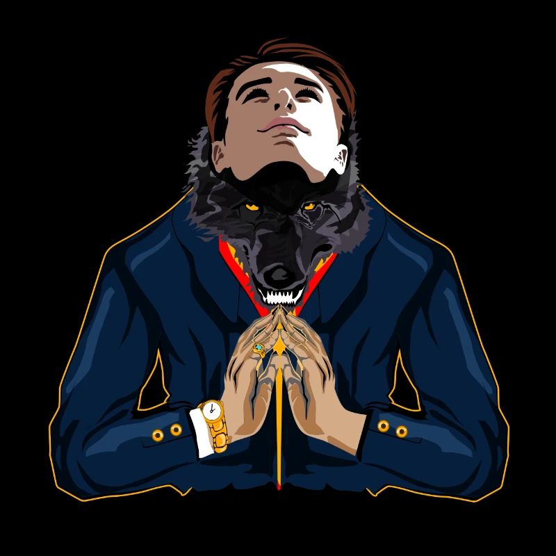 A man / wolf with two faces design