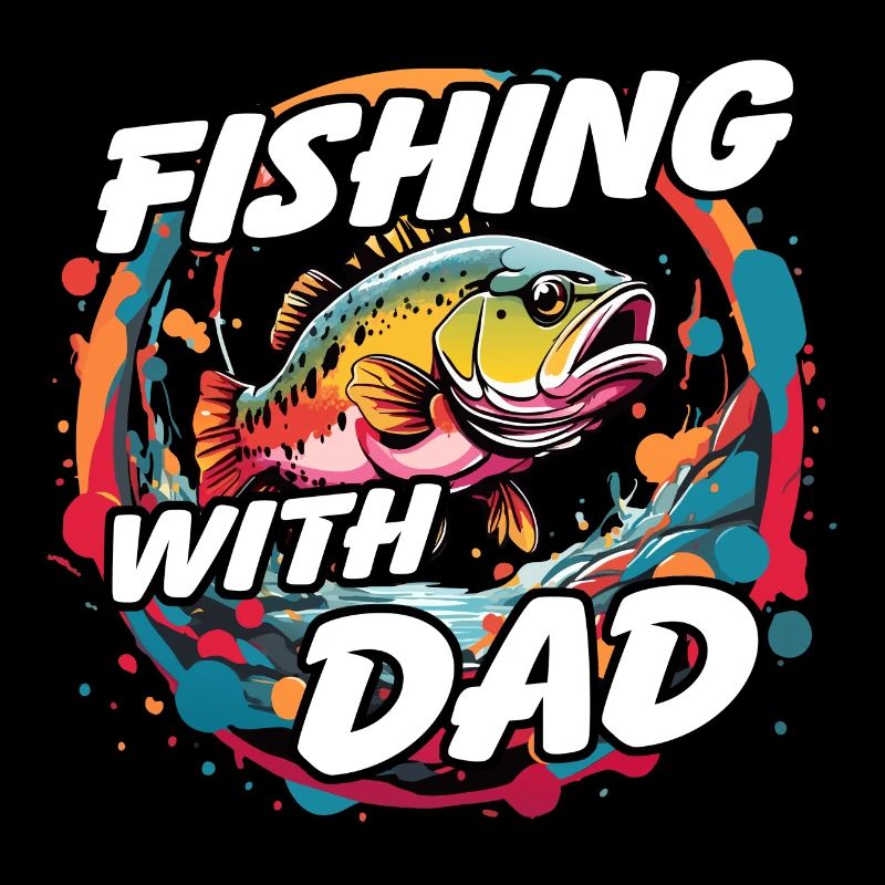 Pêche avec papa avec un design de poisson coloré