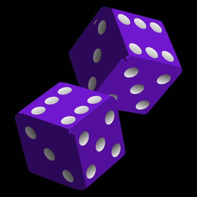 Dés violet avec chiffres blancs