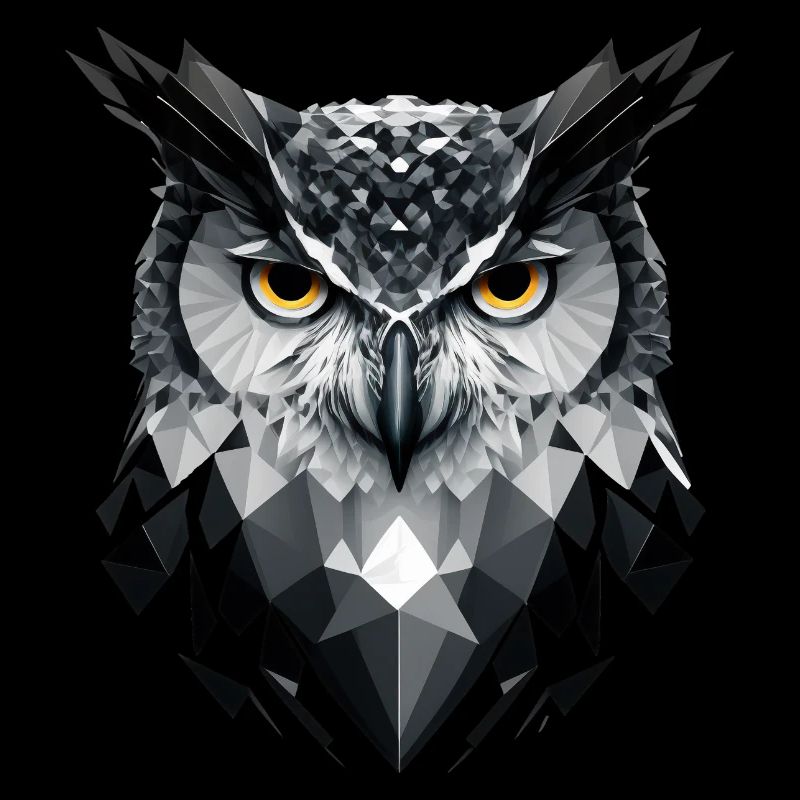 Polygon-Eule in Schwarz-Weiß – Vogelkunst