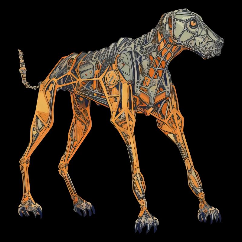 Dobermann Cyborg Hund in Orange