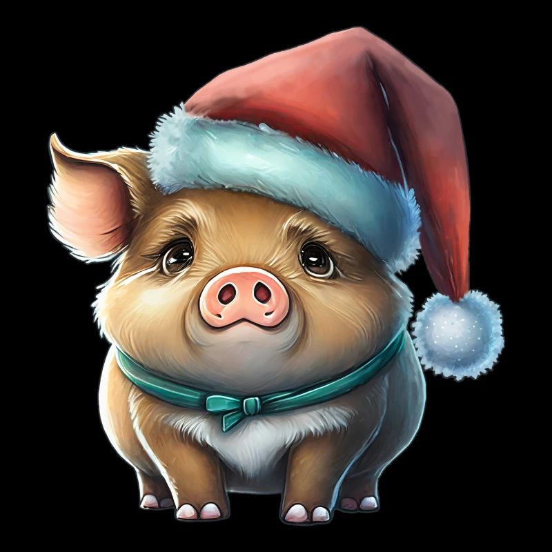 Cochon de noël, animal mignon, bonnet