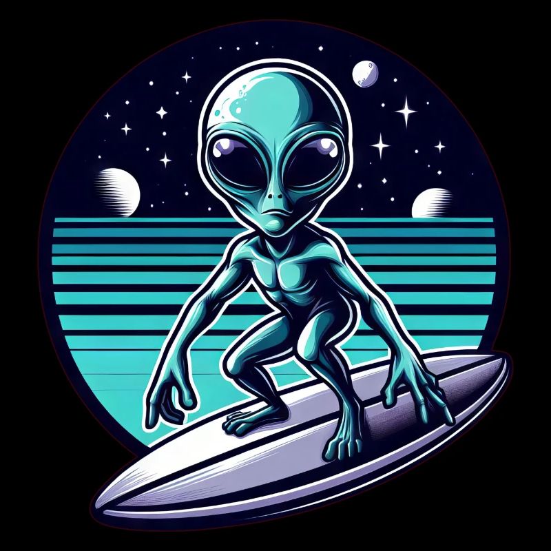 Alien Surfer on UFO Wave