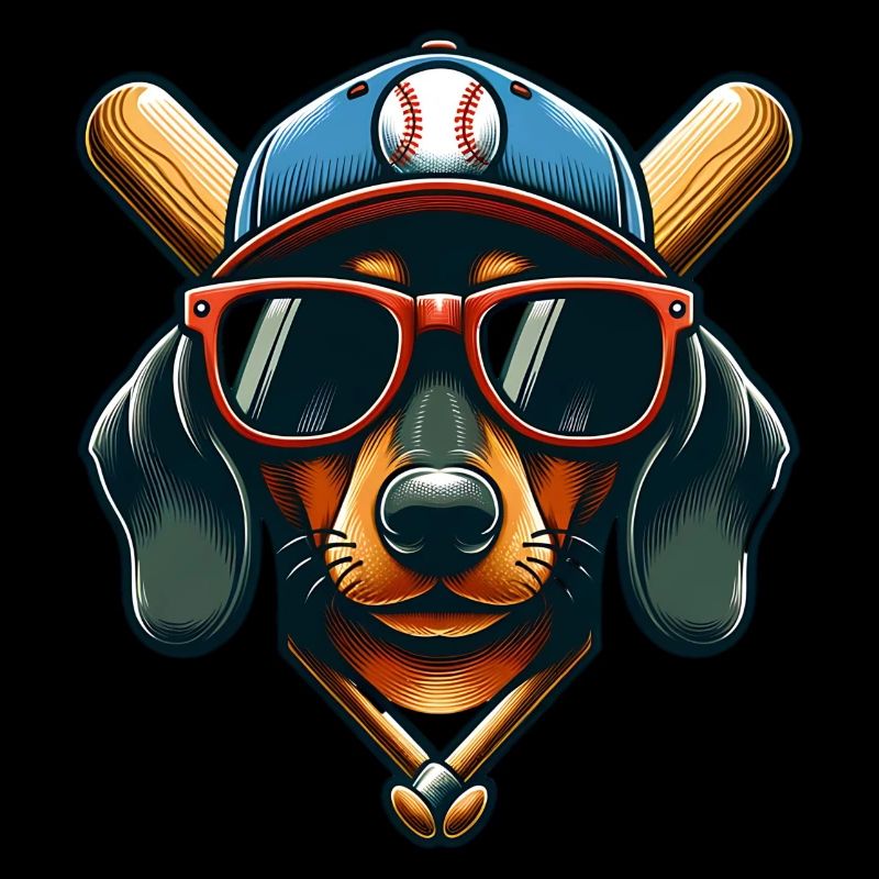 Dackel Kappe Baseballschläger Baseball Sport
