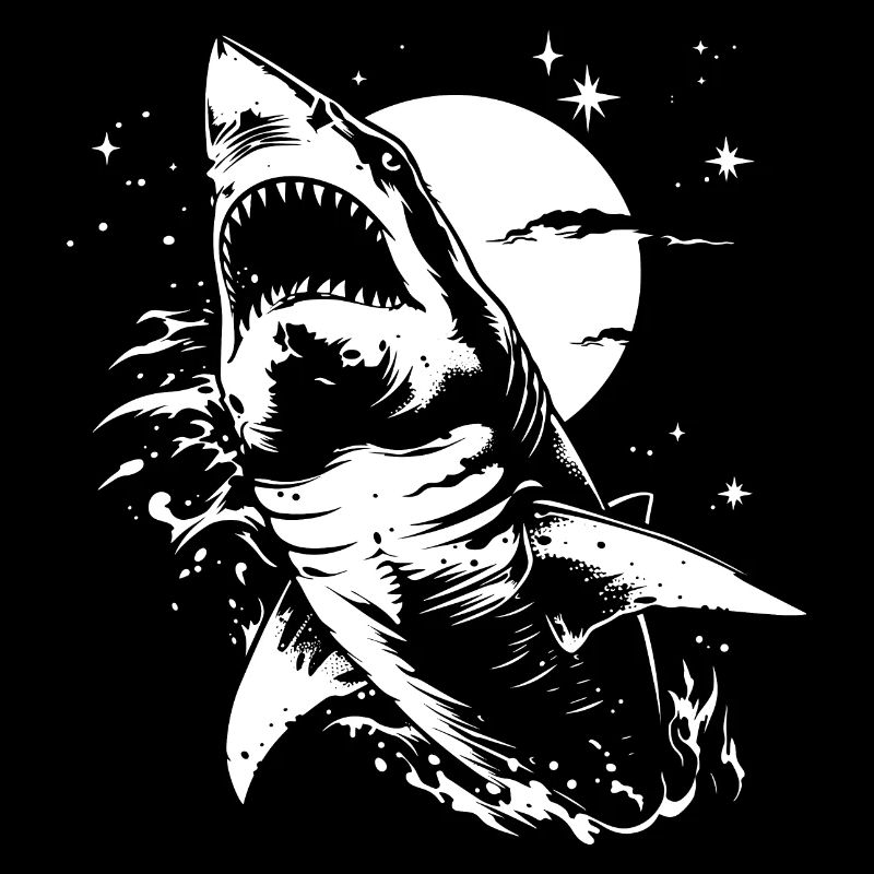Requin Lune Étoiles