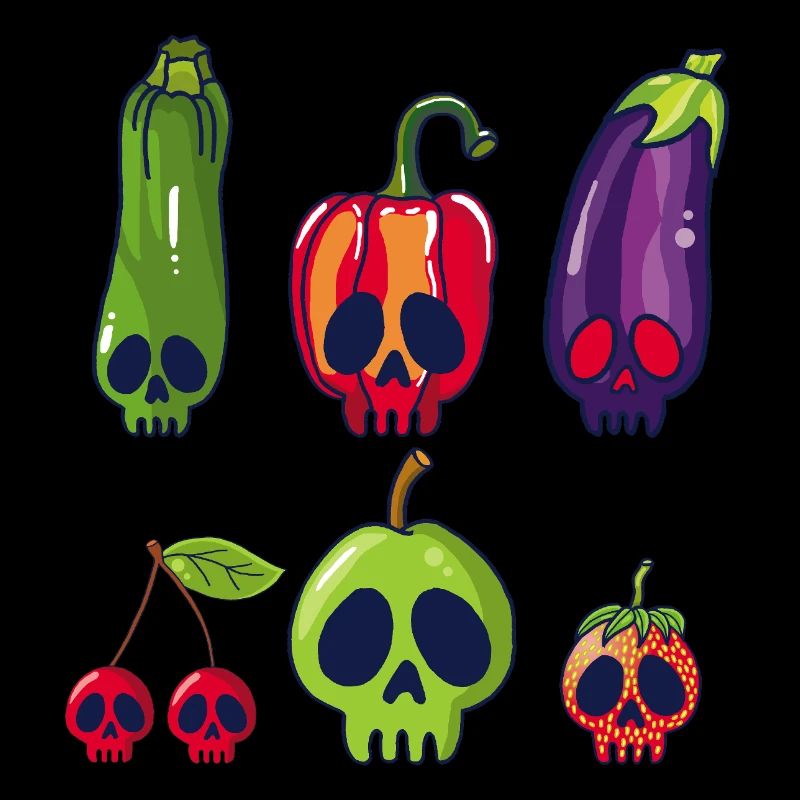Fruit and vegetable skulls