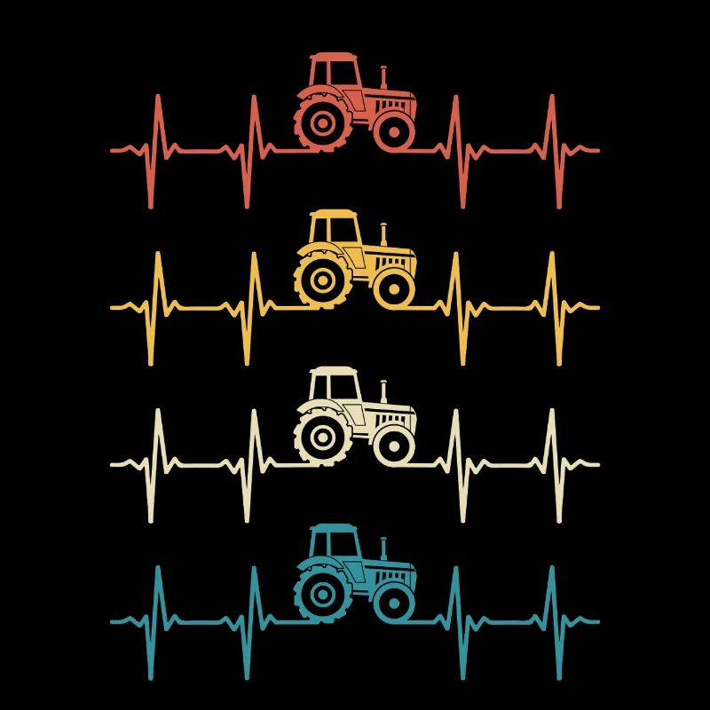 Retro Tractor Heartbeat Farmer