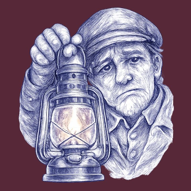 Senior man with lantern