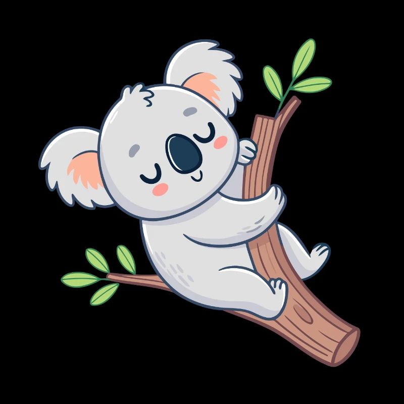 Koala rêveur sur branche joyeuse