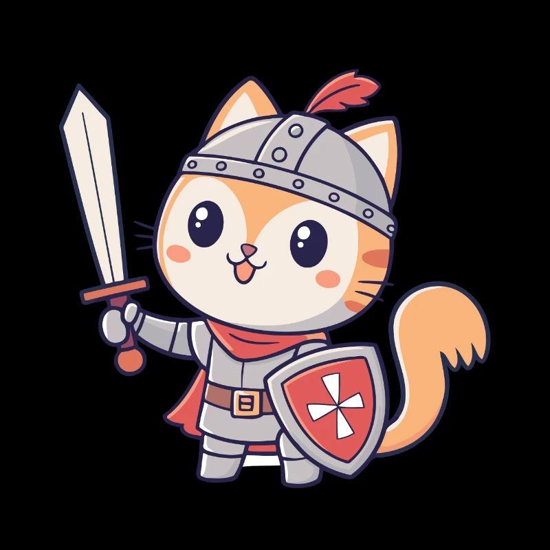 Chat Chevalier Épée et Bouclier
