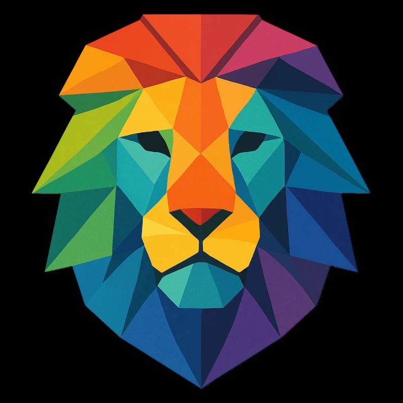 Colorful Wild Poly Low Lion - Art Pop Colors