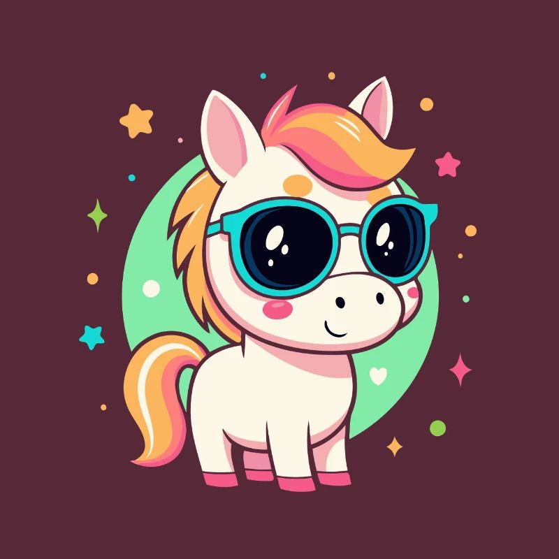 Regenbogenpony mit Brille