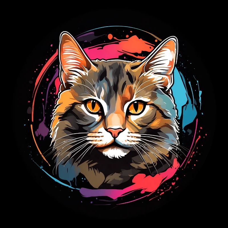 Portrait de chat mignon en technique d'aquarelle dans un cercle