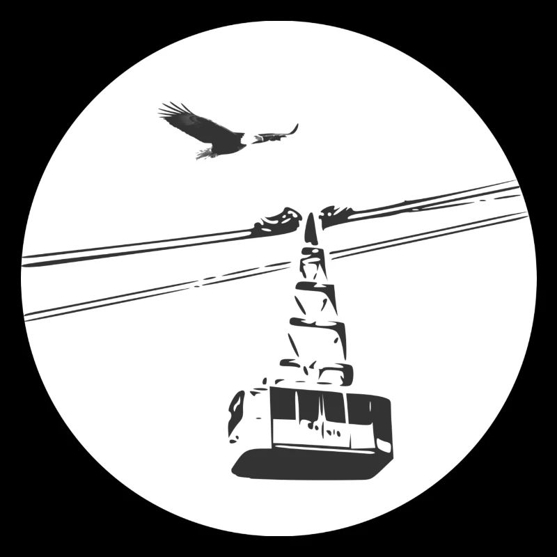 Télécabine avec aigle noir