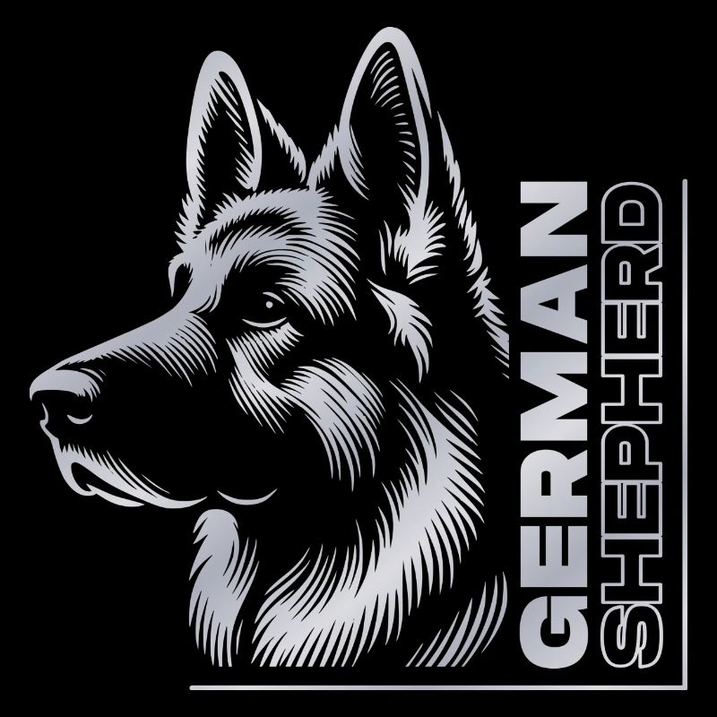 german Shepherd Zeichnung Kopf Portrait silber