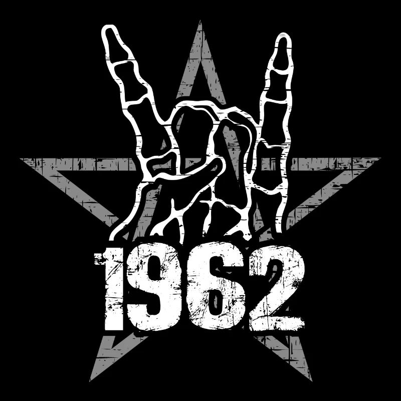 Born 1962 Metal Bone Hand Pentagram